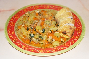 Вкусное соте с кабачками и другими овощами