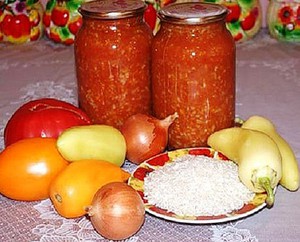 Вкусный рисовый салат с овощами в зимних заготовках