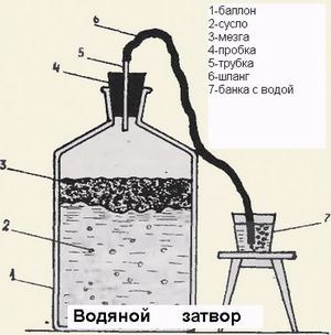 Водяной затвор  - оптимальное решение для вина и браги
