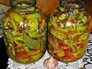 Рецепт зеленых помидор на зиму  в банках - вкусно и просто