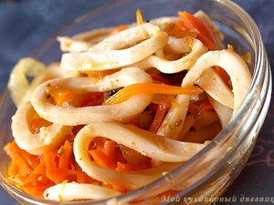 Маринованные кальмары отварные