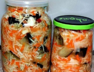 Баклажаны с капустой в банках